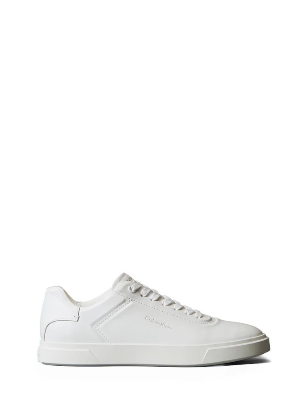 Calvin Klein White Brooke - Leather Tonal Logo Trainers